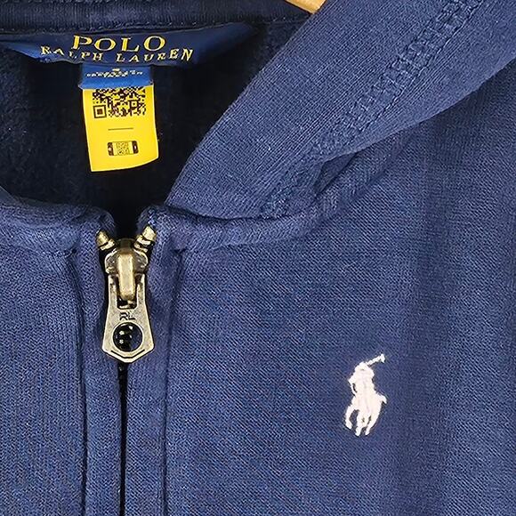 POLO RALPH LAUREN BLUE FULL ZIP HOODIE – TODDLER SIZE 5 - COTTON BLEND - Picture 5 of 11